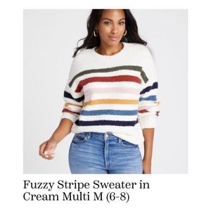 Lush Fuzzy Stripe Sweater in Cream Multi M (6-8)